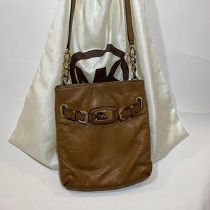 Michael Kors Brown Crossbody Hamilton Gold Chain Soft Leather Classic